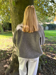 Grey Soft Touch Stripe Jacket Debbie