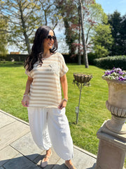 Stone Crochet Floral Striped Top Gemma