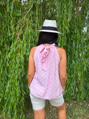 Pink Polka Dot Halter Neck Top Judy