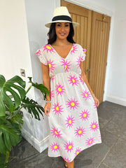 Stone Bubble Cotton Sunburst Dress Florence