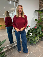 Wine Back Detail Knit Top Billie