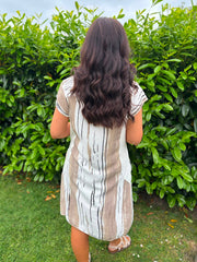 Stone Brushed Stripe Pocket Dress Marigold