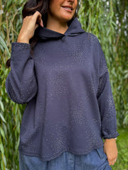 Navy Diamante Hoodie Kylie