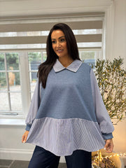 Denim Mock Shirt Jumper Scarlett