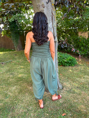 Khaki Cargo Pocket Jumpsuit Verity
