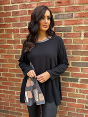 Black Abstract Knit Top Danielle