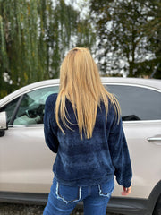 Navy Chenille Half Zip Jumper Hazel