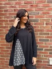 Black Geometric Knit Top Danielle