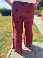 Wine Polka Dot Trousers Michaela