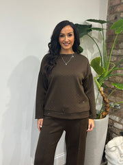 Chocolate Diamante Sweat Top Nina