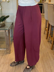 Wine Relaxed Barrel Leg Trouser