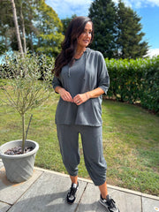 Charcoal Crochet Hooded Top Clarice