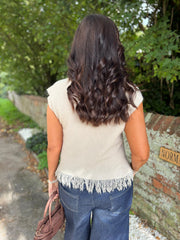 Stone Fringed Knit Vest Amara