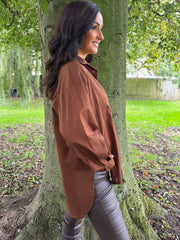 Chocolate Diamante Flower Shirt Kristie