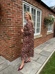 Wine Diamond Shimmer Dress Freya