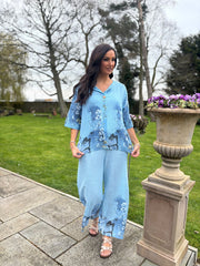 Blue Floral Butterfly Top Reeva