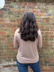 Mocha Polka Dot Super Soft Round Neck