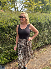 Natural Animal Print Sleeveless Dress Aspen