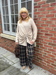 Stone Ribbed Drawstring Top Maisie