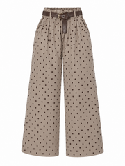 Mocha Polka Dot Wide Leg Trousers