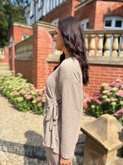 Mocha Long Sleeve Tie Top Corrina