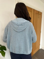 Blue Bubble Cotton Checked Jacket Niamh