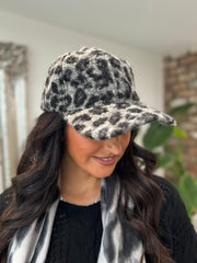 Grey Leopard Boucle Cap