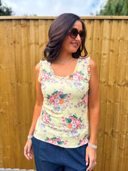 Lemon Vintage Floral Ruffle Vest Yasmin