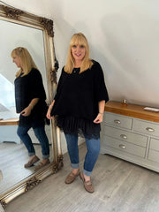 Black Lace Mesh Hem Slip Rhianna