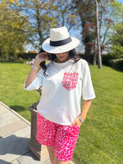 Pink Leopard Pocket Detail Shorts Co-Ord June