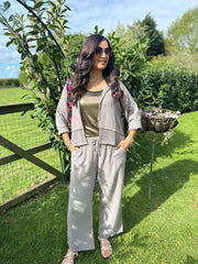 Mocha Bubble Cotton Trousers