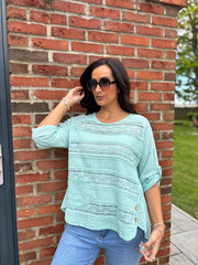 Mint Lace Stripe Top India