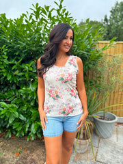 Stone Vintage Floral Ruffle Vest Yasmin