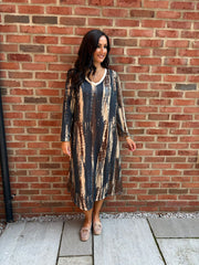 Denim Blue Brushstroke Shimmer Dress Freya