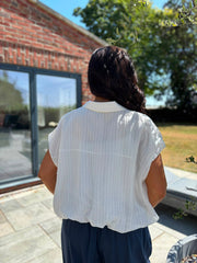 White Bubble Hem Striped Shirt Emma