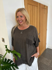 Chocolate Multi Hole Detail Top Terri