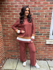 Chocolate Drawstring Knitted Trousers Ophelia