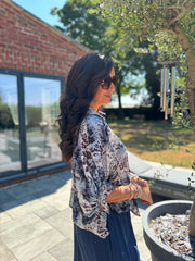 Navy Mixed Animal Print Shirt Davina