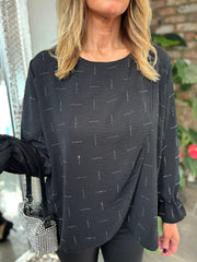 Black Crossover Diamante Top Ruth