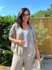 Mocha Hooded Zip Jacket Set Willa
