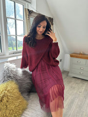 Wine Half Mesh Slip Olivia