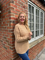 Camel Cable Knit Jumper Emilia