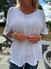 White Reverse Seam Knit Georgina