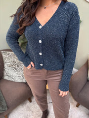 Navy Sparkle Knit Cardi Selina