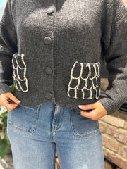 Charcoal Angel Wing Pocket Cardi Raya