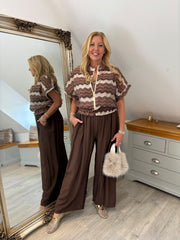 Chocolate Zig Zag Short Sleeve Bomber Angie
