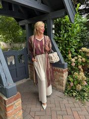 Wine Brushstroke Shimmer Cardigan Freya