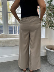 Mocha Tailored Wide Leg Pleat Trousers