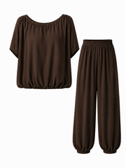 Chocolate Two Piece Trouser Set Sara
