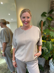 Mocha Drawstring Hem Top Judy